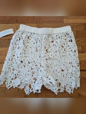 NWT 4Our Dreamers White Lace Crochet Cover-Up Shorts